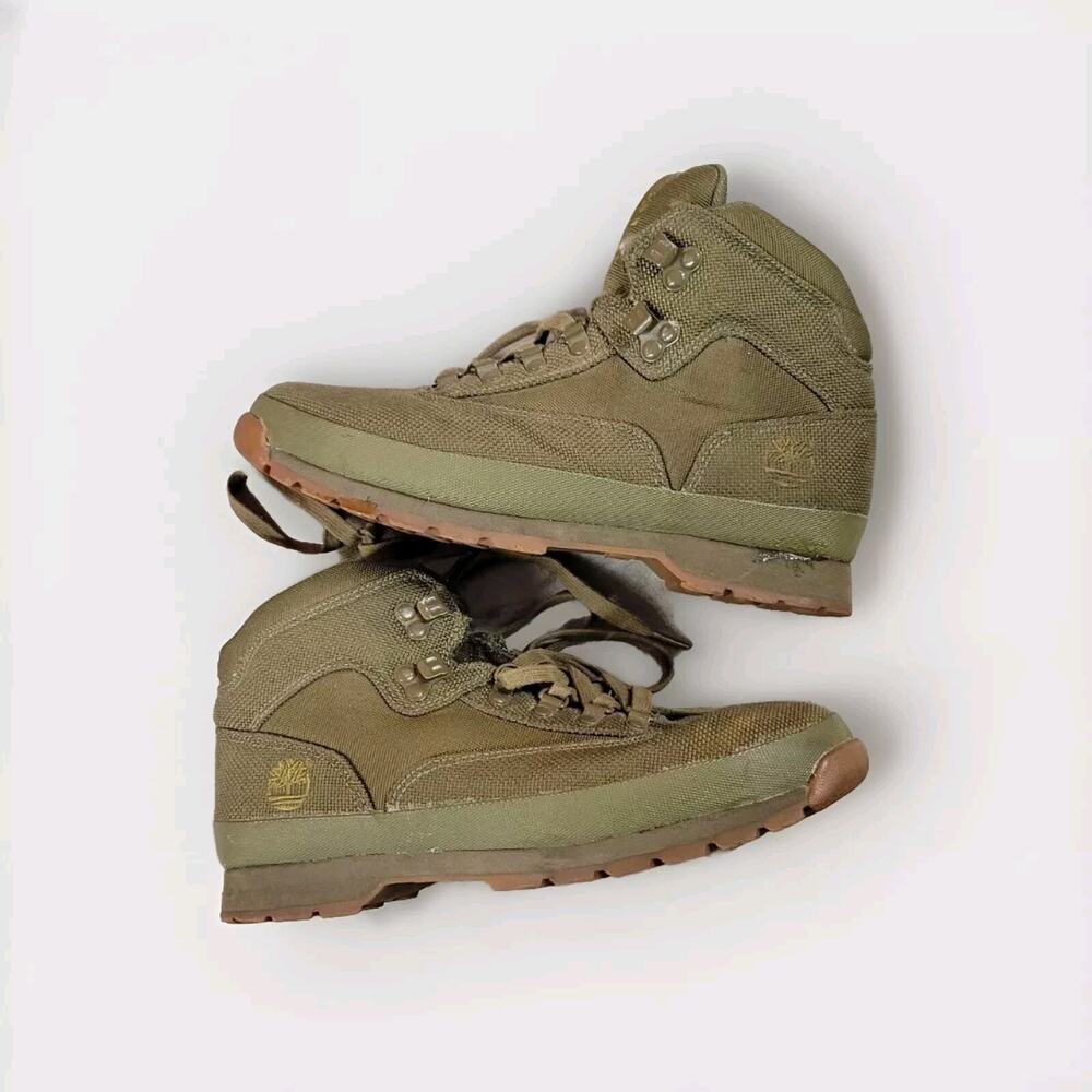 Timberland Euro Hiker Fabric Green Mid Top Lace Up Boots Size 9
